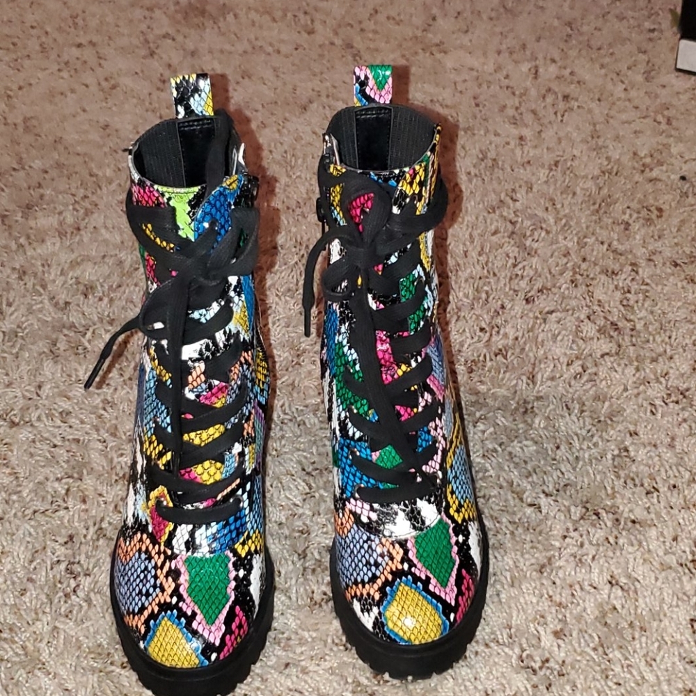 Steve Madden Multi-Color Snakeskin Combat Boots - image 5